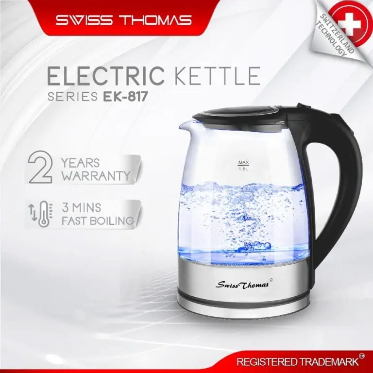 SwissThomas Electric Glass Kettle CookMaster Series - Blue Light (2200W:2.2L)